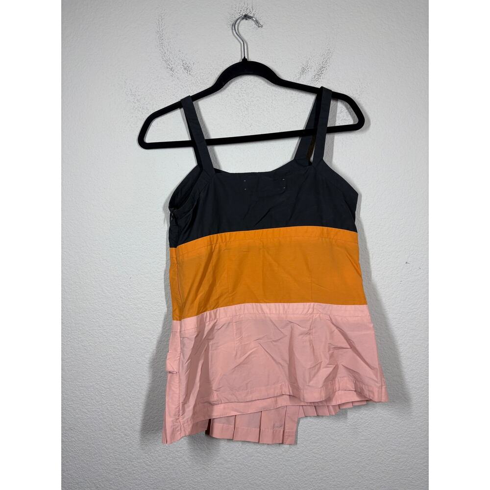 Marni 38/2 US Colorblock Asymmetric Tank Top Pink Black Cotton Plated Italy - Picture 3 of 9